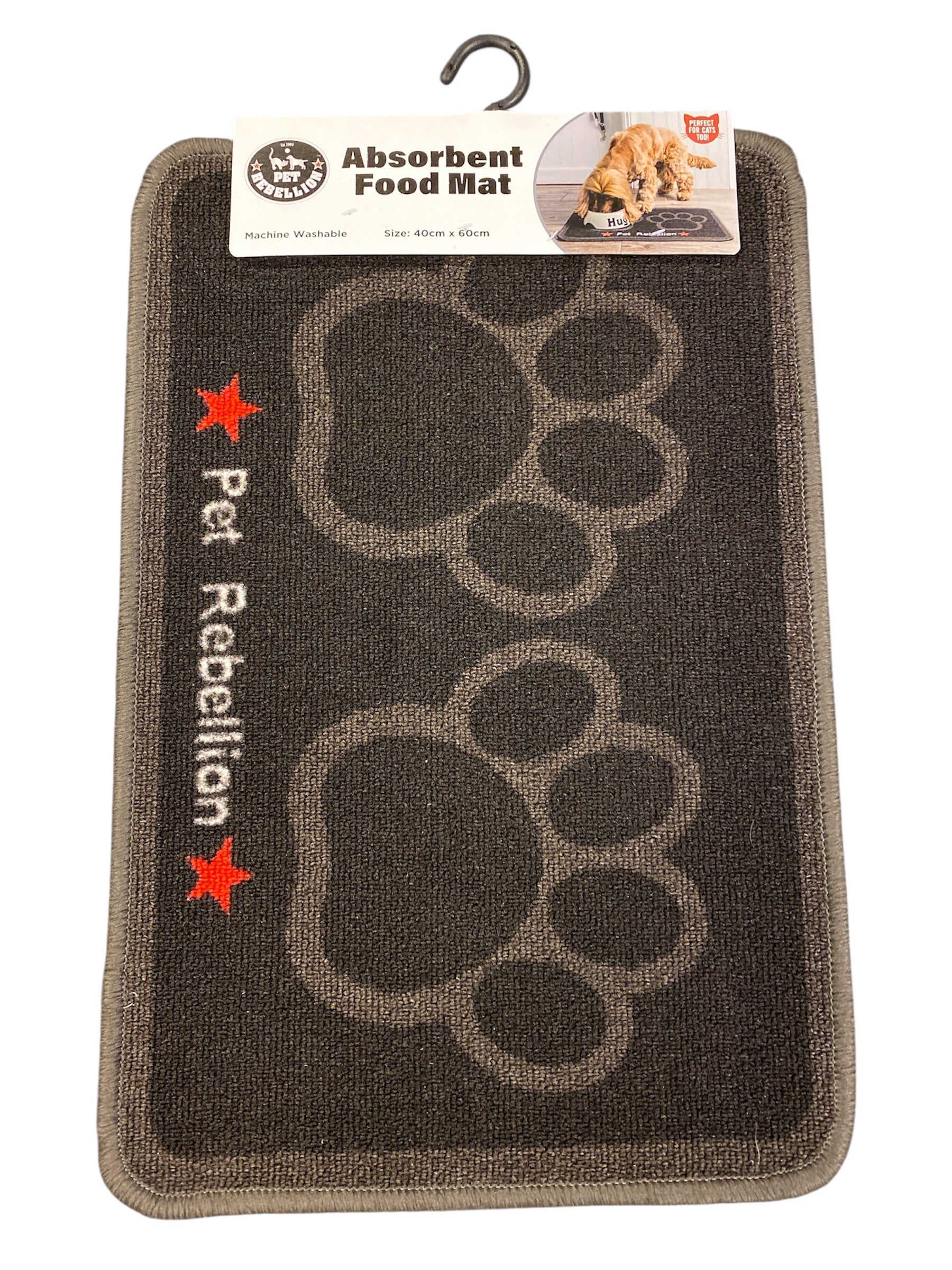 Dinner Mate Black – Absorberende fodermåtte 40x60 cm