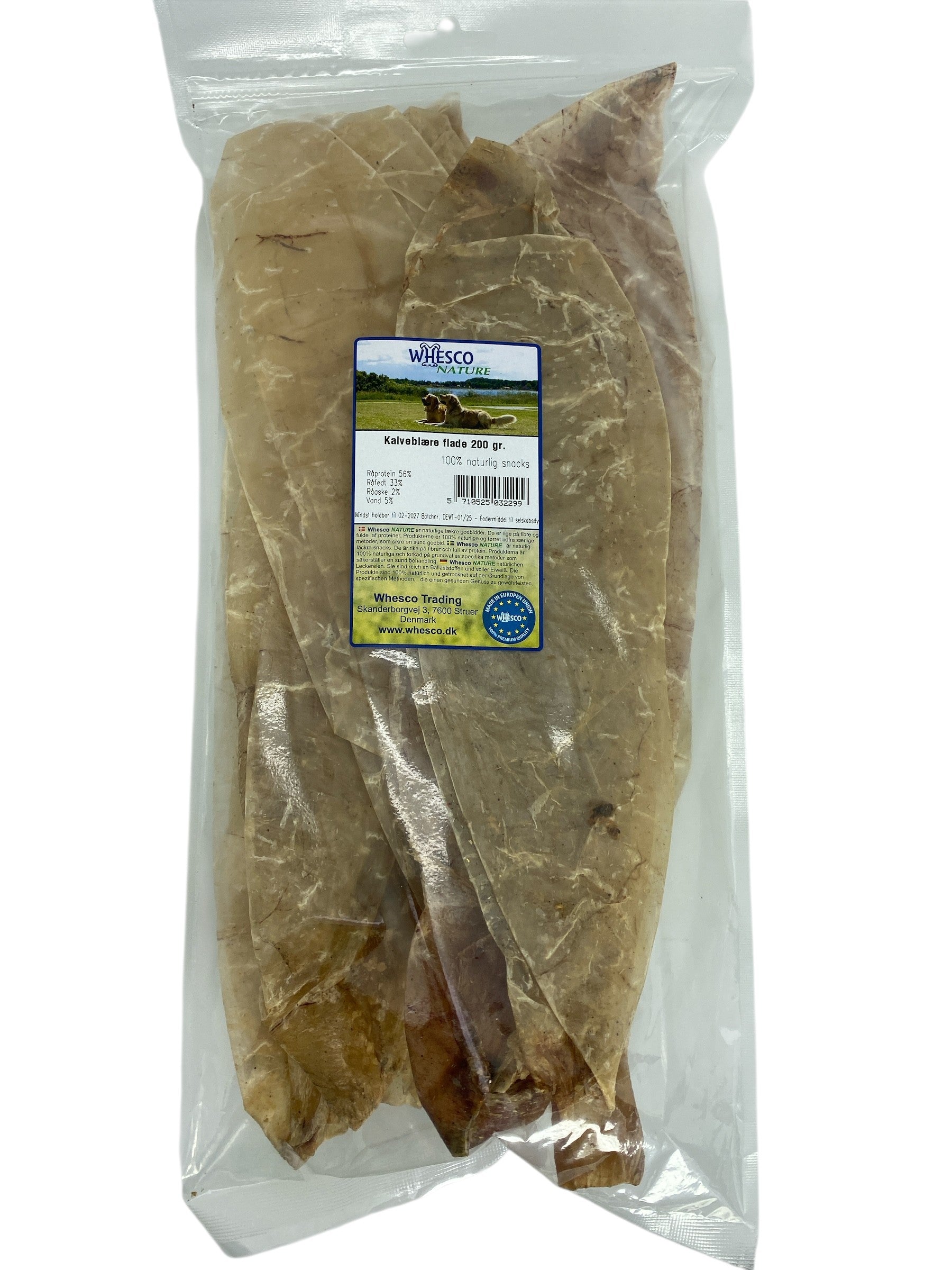 Kalveblærer flade 200g – fast og naturlig tyggesnack